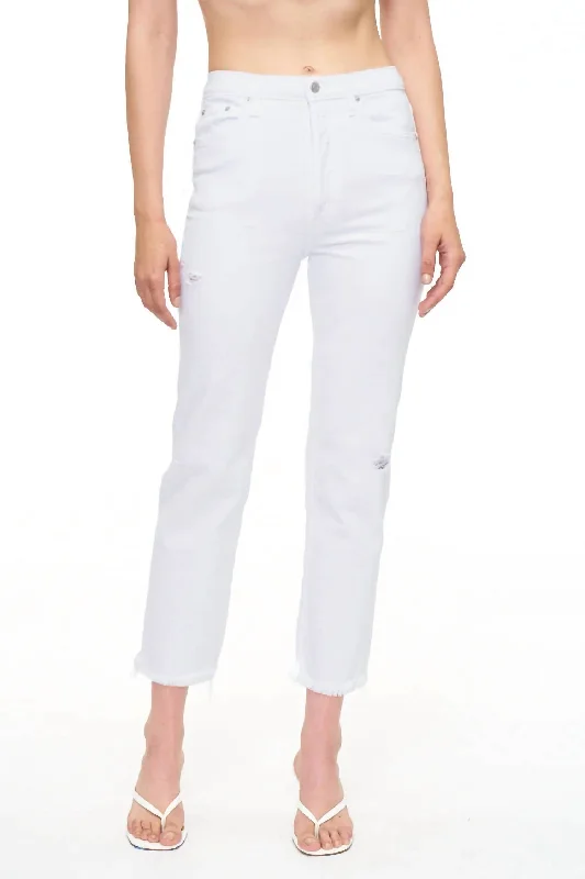 Charlie High Rise Straight Ankle Jeans In White