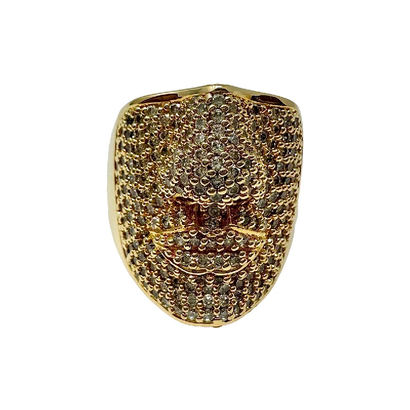 Gold-plated "Face" Ring with CZ