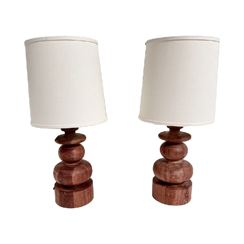 Pair of Turned Wood Table Lamps