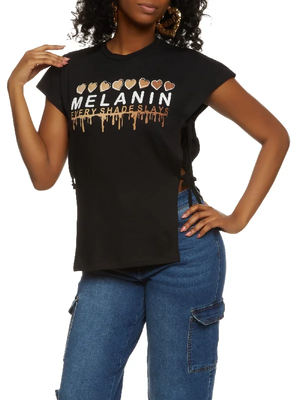 Melanin Every Shade Slays Side Tie Tee