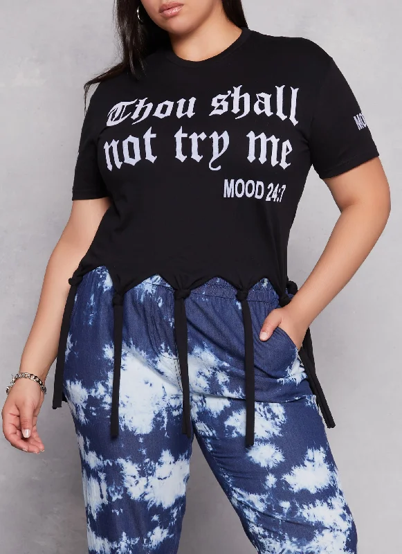 Plus Size Thou Shall Not Fringe T Shirt