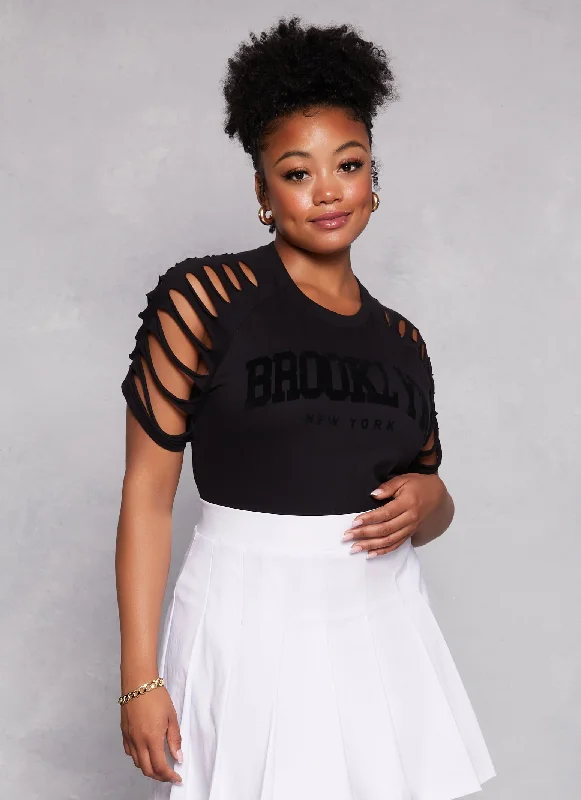 Plus Size Velvet Burnout Brooklyn Graphic Tee