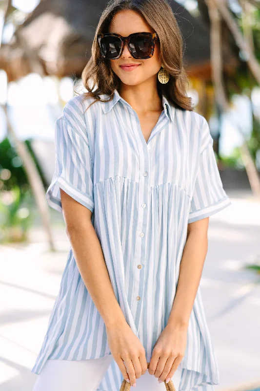 Can't Leave You Behind Blue Striped Tunic