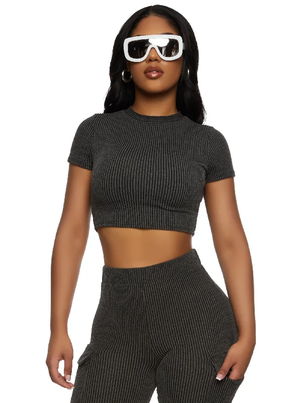 Rib Knit Cropped Tee