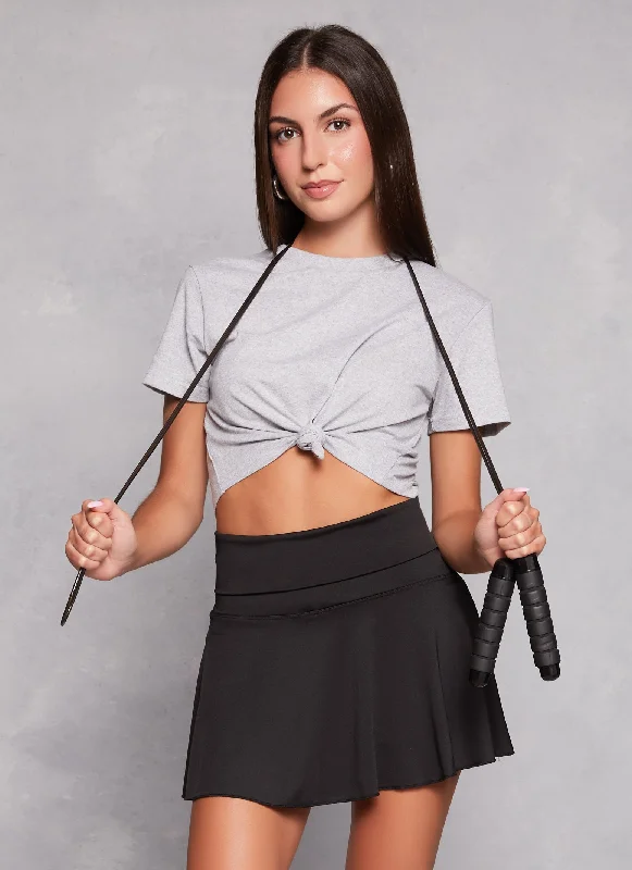 Crew Neck Hanky Hem Cropped Tee