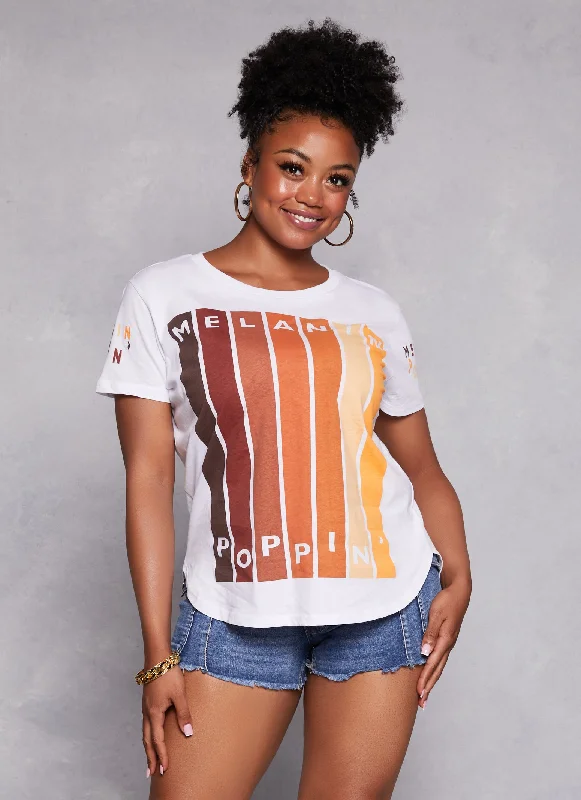 Plus Size Melanin Poppin Graphic High Low Tee