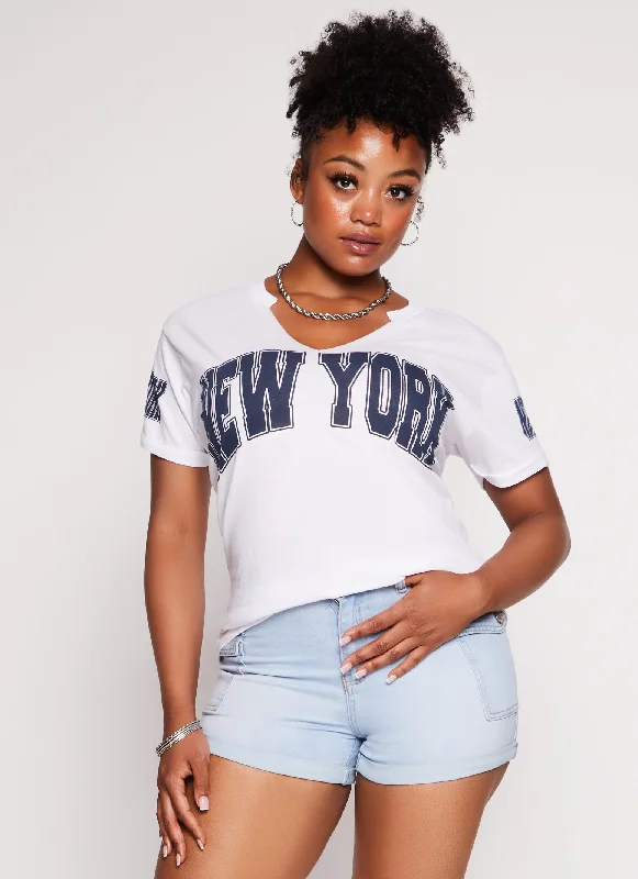 Plus Size New York Notch Neck Graphic Tee