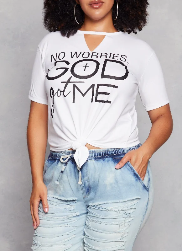 Plus Size No Worries God Got Me Graphic Tee