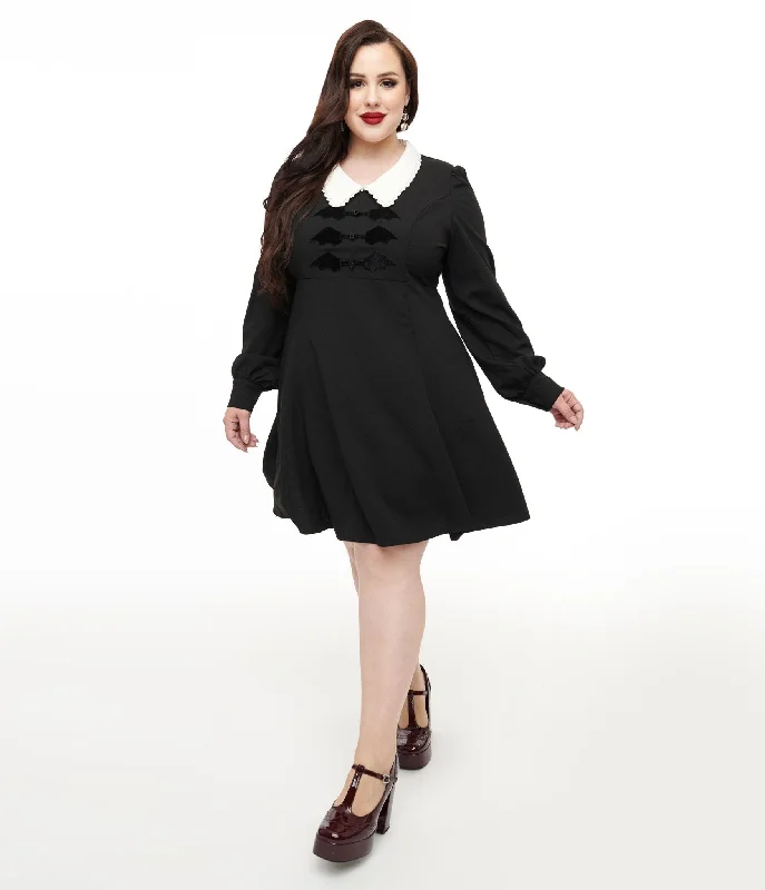 Hell Bunny Plus Size 1960s Black Batilda Mini Dress