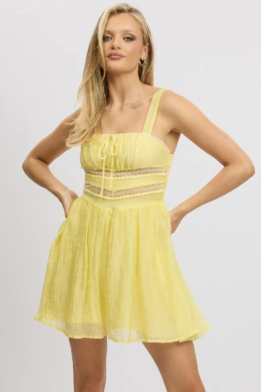 Yellow Fit And Flare Dress Mini