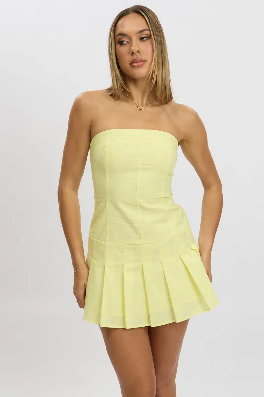 Yellow Strapless Mini Dress