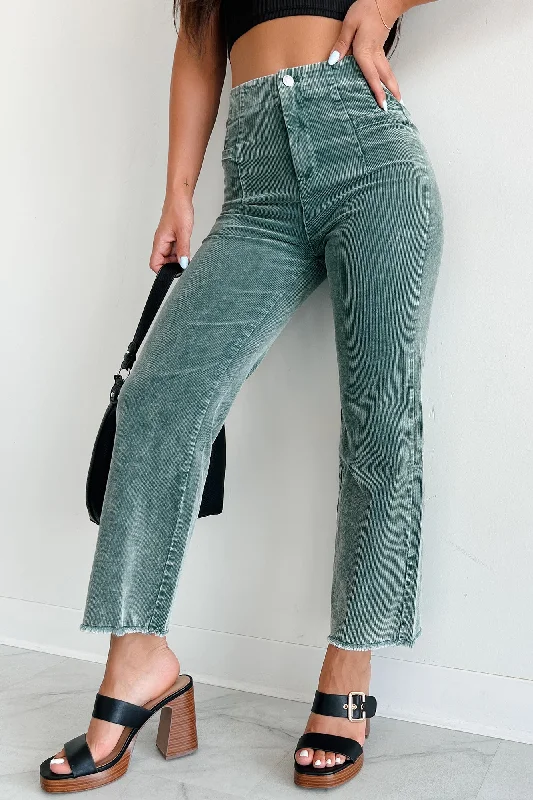 Bellatrix Mineral Wash Corduroy Pants (Teal Green)