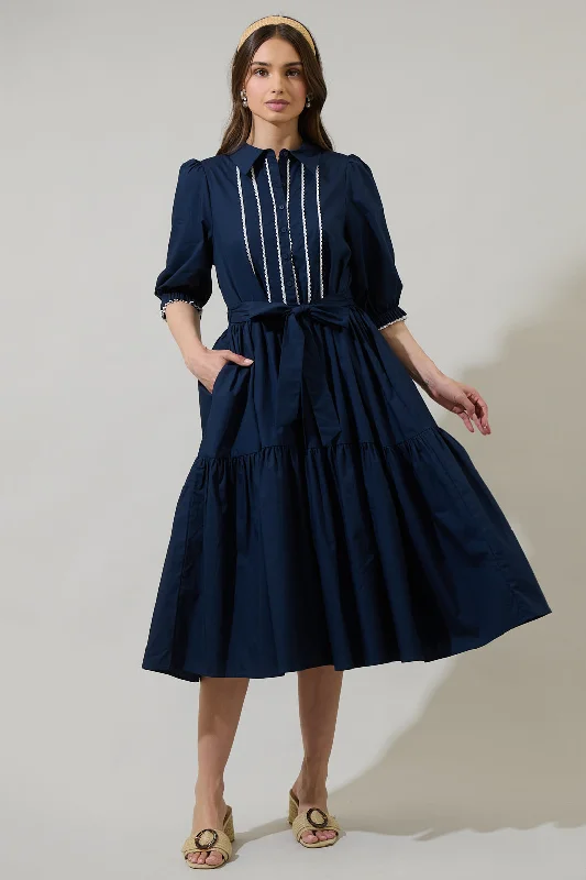 Karley Collared Button Down Midi Dress