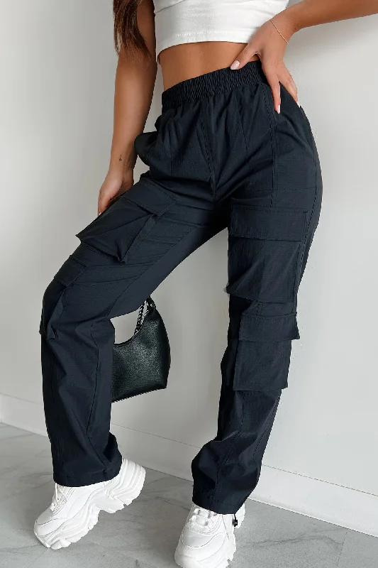 Making My Mark Mono B Bungee Hem Cargo Pants (Black)