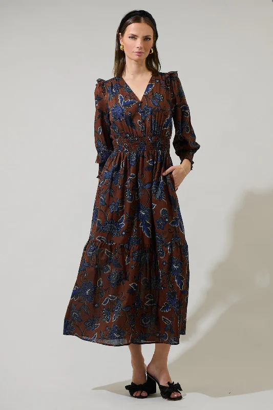 Marlina Floral Norma Long Sleeve Midi Dress