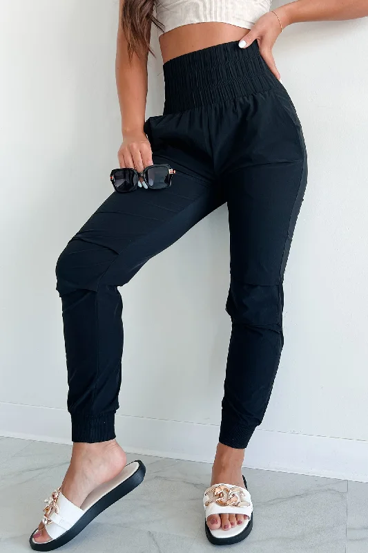 Thrill Of The Game High Waist Joggers (Black)