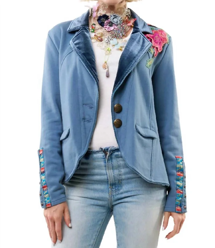 Elise Embellished Blazer In Vintage Blue