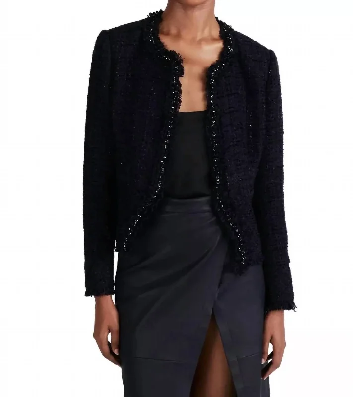 Elizabeth Peplum Jacket In Black/navy