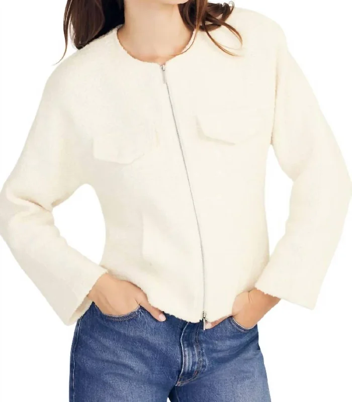 Prewett Zip Front Jacket In Blanc De Blanc