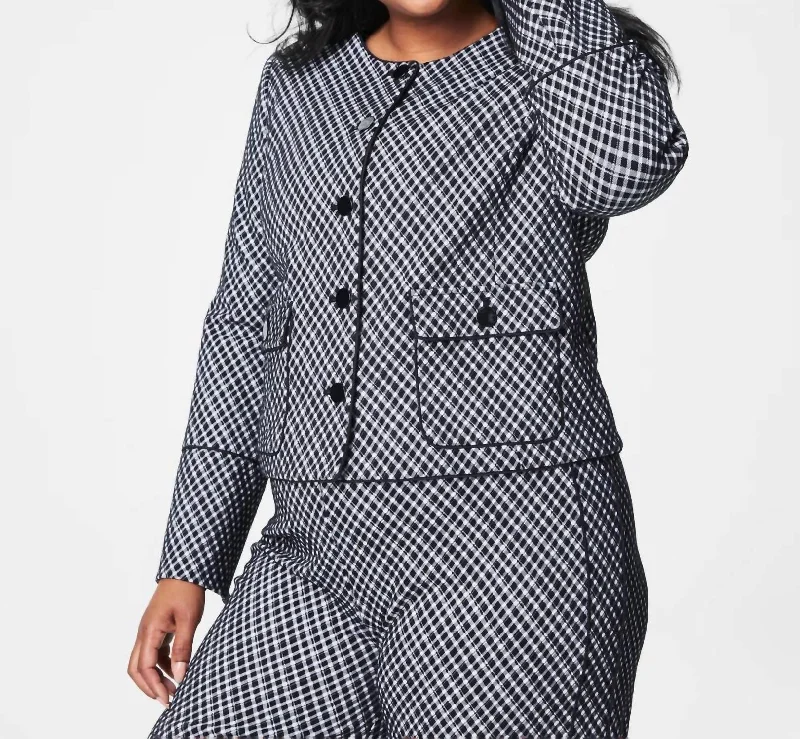 Spanx Ponte Lady Jacket In Classic Black Plaid