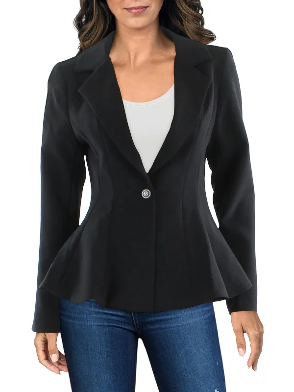 Womens Embellished Business One-Button Blazer