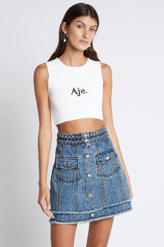 Bardot Knit Logo Cropped Tank