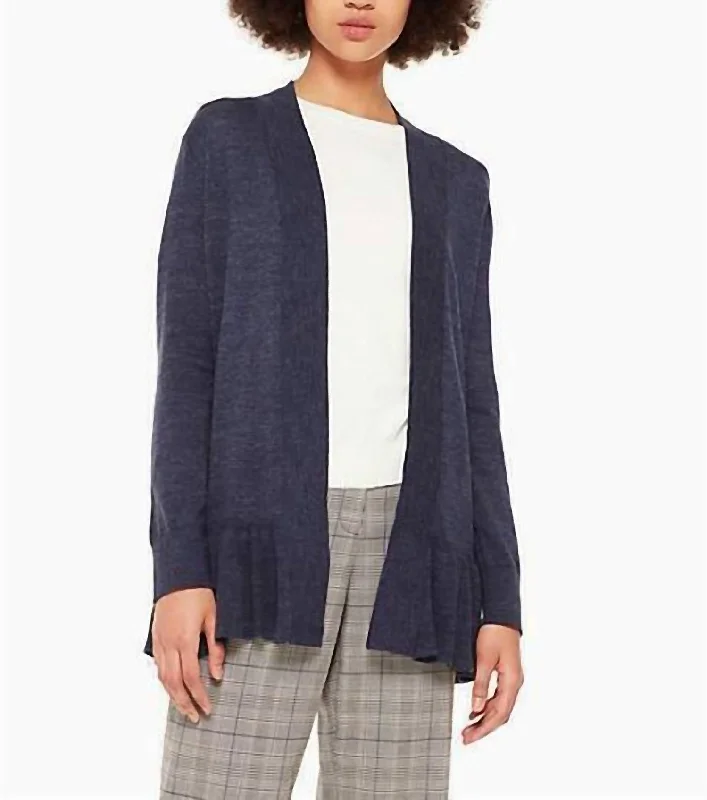 Broome Street Open Front Denim Cardigan In Blue