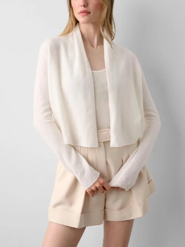 Cashmere Shrunken Trapeze Cardigan In Soft White