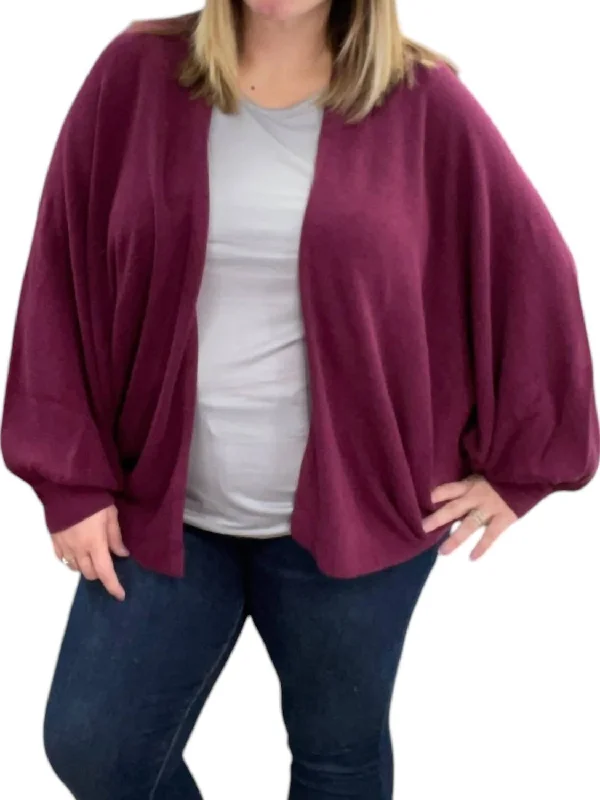 Cocoon Cardigan In Plum