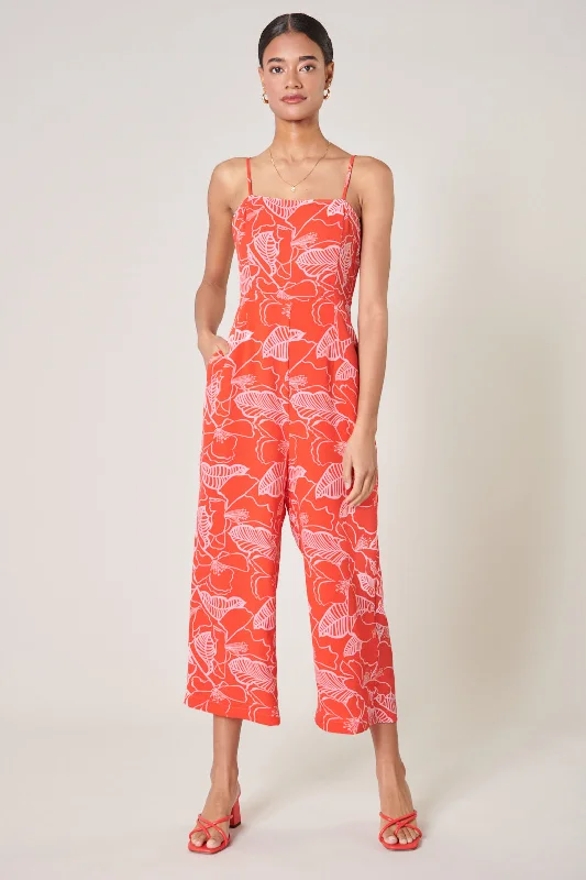 Ginger Floral Sweet Pea Square Neck Jumpsuit