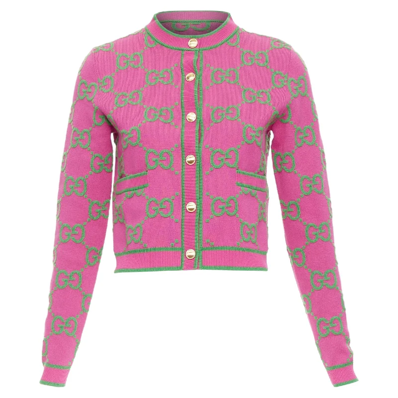 Gucci silk blend GG Jacquard crop cardigan