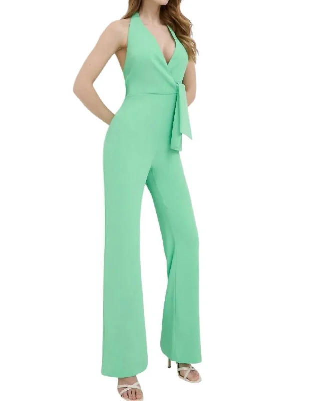 Halterneck Jumpsuit In Green