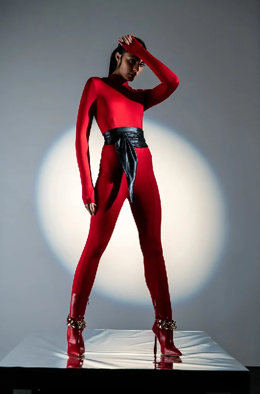 LEGENDARY LONG SLEEVE TURTLENECK JUMPSUIT RED