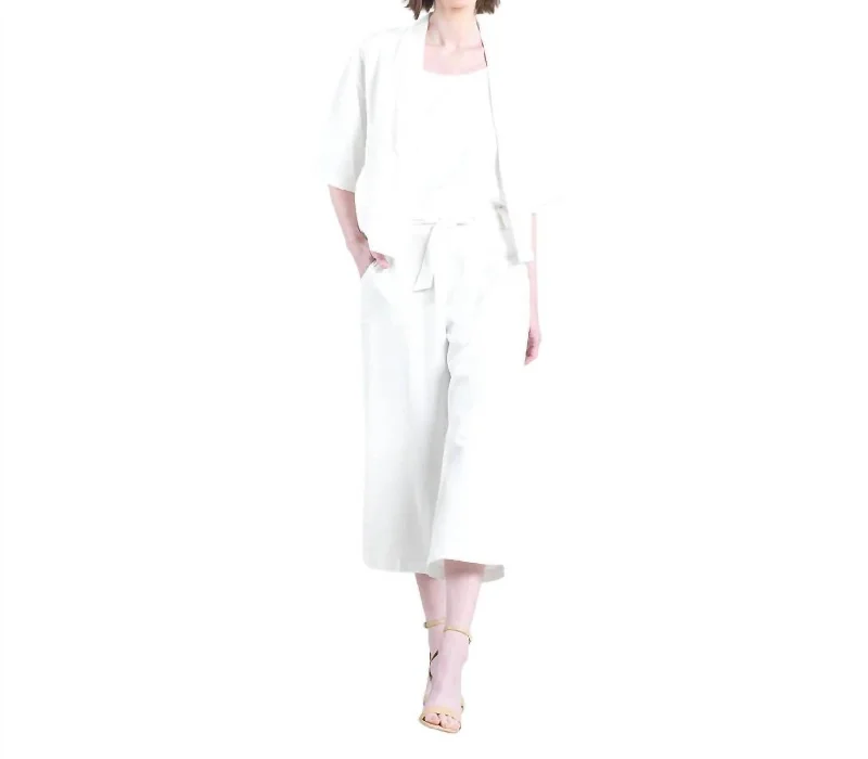 Linen Cardigan Jacket With Pockets In Ivory