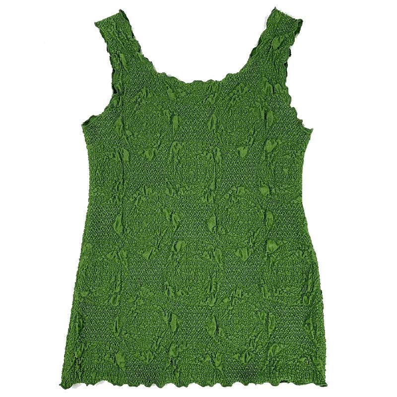 Palm Green Lyrac Textured Charming Tank Top