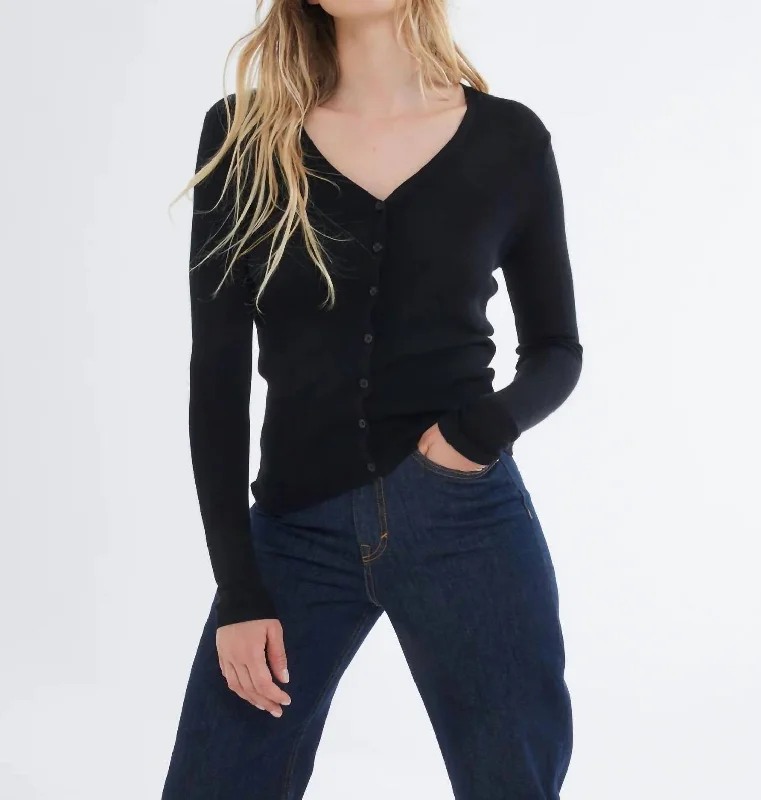 Soft Touch V-Neck Cardigan In Black