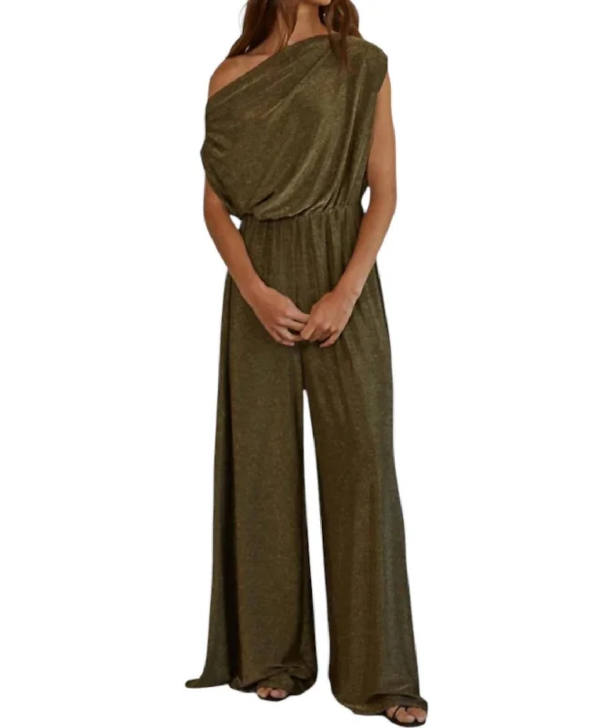 The Metallic Gwen Jumpsuit In Olive