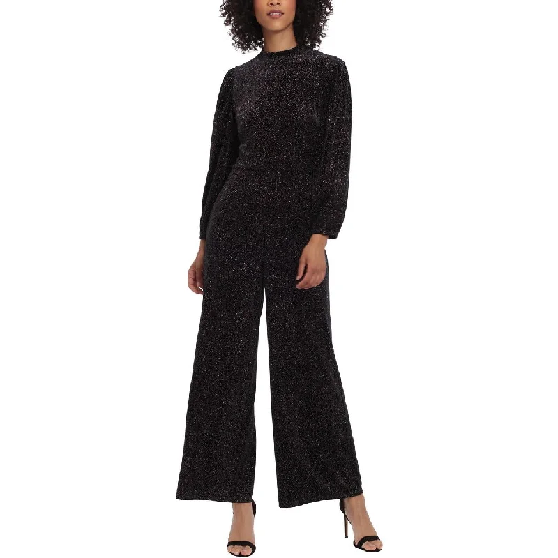 Womens Glitter Party Velvet Jumpsuit